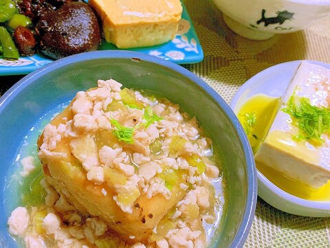 セロリささみあんかけ揚げ出し豆腐